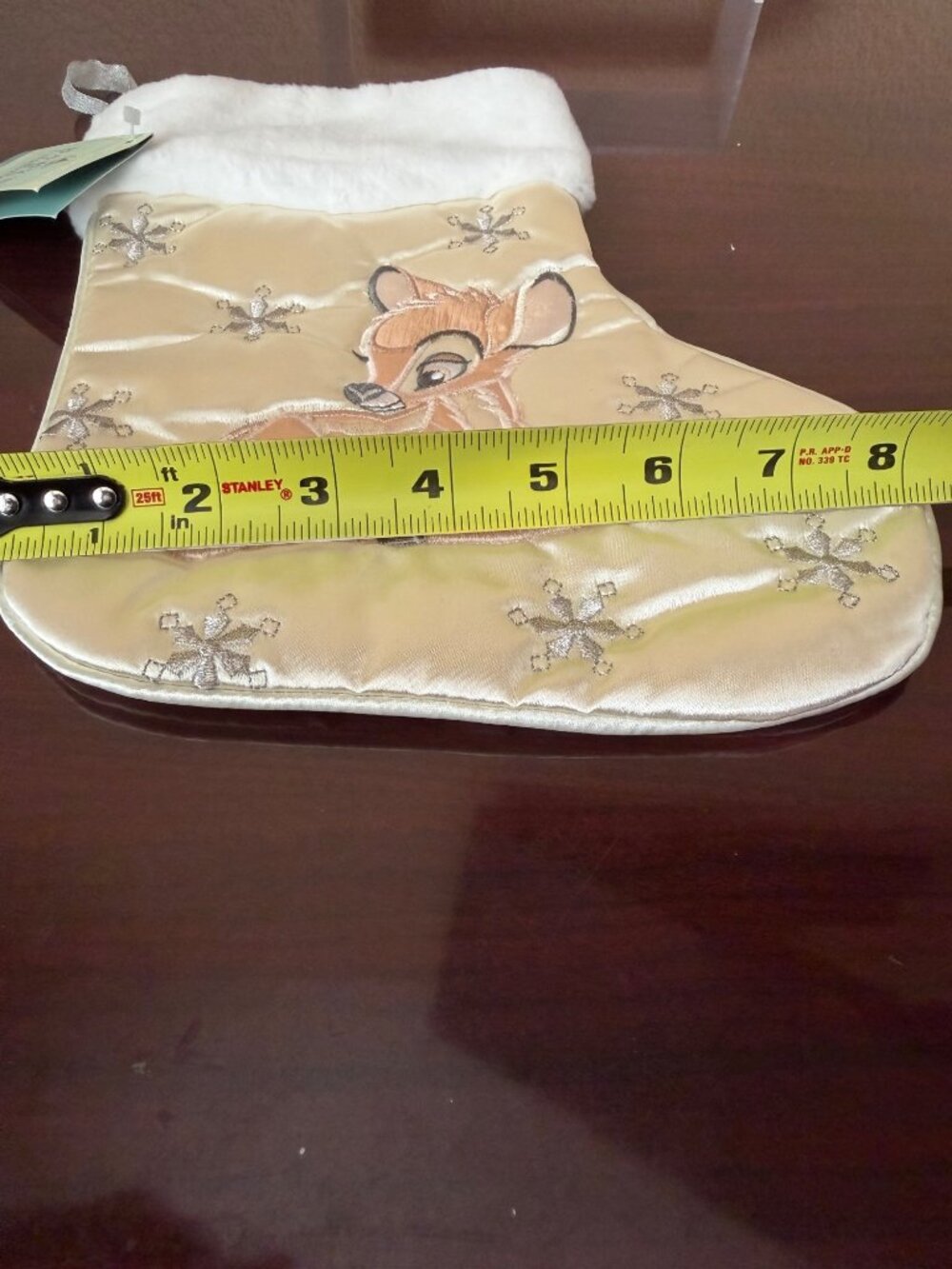 1998 Disney Bambi Baby’s First Christmas Stocking Cream Satin NEW w/Original Tag - Picture 7 of 9